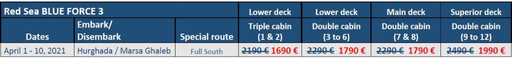 Red Sea Diving Special south route prices